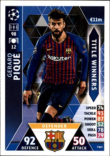 2018-19 Topps UEFA Champions League Match Attax Title Winners #TW3 Gerard Pique FC Barcelona Official Futbol Soccer Card