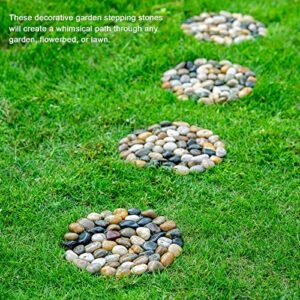 River Rock Stepping Stones Outdoor, Pavers Pebbles Polished Gravel for Garden Walkway Set of 6 (Roundness)