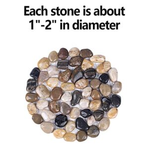 River Rock Stepping Stones Outdoor, Pavers Pebbles Polished Gravel for Garden Walkway Set of 6 (Roundness)