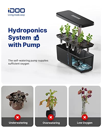 iDOO WiFi Hydroponics Growing System with APP Controlled, Indoor Herb Garden with Pump, Auto-Timer Smart Garden, LED Grow Light for Home Kitchen Gardening, 8 Pods Germination Kit, Height Up to 13.6"