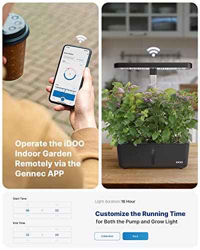 iDOO WiFi Hydroponics Growing System with APP Controlled, Indoor Herb Garden with Pump, Auto-Timer Smart Garden, LED Grow Light for Home Kitchen Gardening, 8 Pods Germination Kit, Height Up to 13.6"