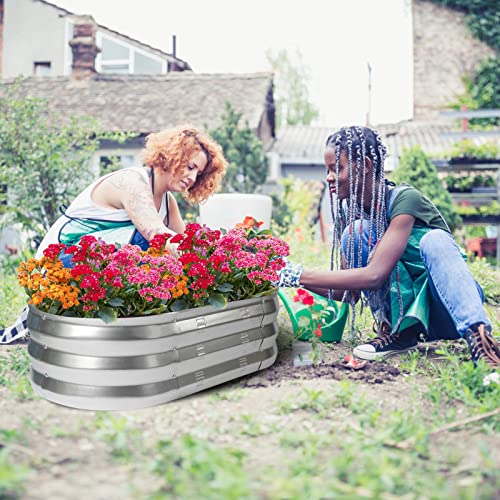 Raised Garden Bed 2 Sets Galvanized Metal Planter Boxs Designed for Easy DIY