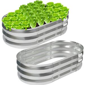 Raised Garden Bed 2 Sets Galvanized Metal Planter Boxs Designed for Easy DIY