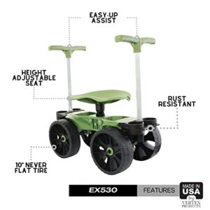 TheXceptional Wheelie Easy-Up | Wheeled Garden Stool with Handles Relieve Pain Getting Up and Down | Gardening Work-Seat with Wheels for Elderly Seniors Kneeler | Made in USA by Vertex | Model EX530