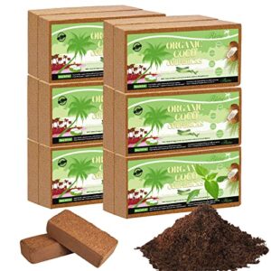 riare 12pcs organic coco coir bricks soil blocks- 100% natural compressed coco peat brick coconut fiber substrate with low ec& ph balance, high expansion coco coir pith coconut husk for garden