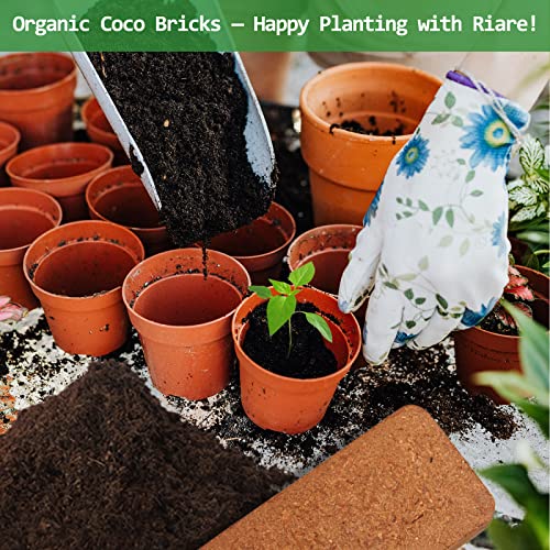 Riare 12pcs Organic Coco Coir Bricks Soil Blocks- 100% Natural Compressed Coco Peat Brick Coconut Fiber Substrate with Low EC& pH Balance, High Expansion Coco Coir Pith Coconut Husk for Garden