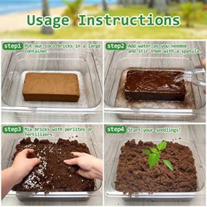 Riare 12pcs Organic Coco Coir Bricks Soil Blocks- 100% Natural Compressed Coco Peat Brick Coconut Fiber Substrate with Low EC& pH Balance, High Expansion Coco Coir Pith Coconut Husk for Garden