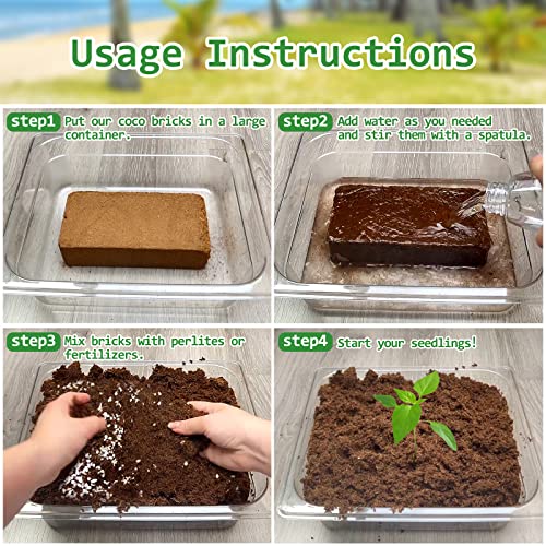 Riare 12pcs Organic Coco Coir Bricks Soil Blocks- 100% Natural Compressed Coco Peat Brick Coconut Fiber Substrate with Low EC& pH Balance, High Expansion Coco Coir Pith Coconut Husk for Garden