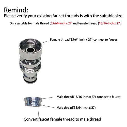 Dishwasher,washer Snap Coupling Adapter,shower hose, garden hose(3/4GHT) quick connection, for Bathroom/kitchen,sink to hose adapter Faucet Hose Adapter,Sink Quick-fit Attachment (Quick-Connect)