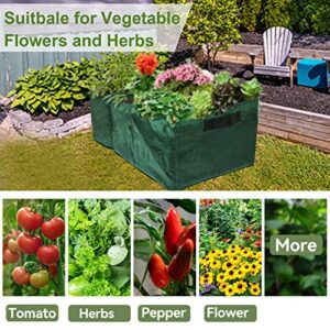 28 Gallon Exlarge Plastic Raised Planting Bed with 3 Compartments- 3 Divided Grids Rectangle Garden Grow Bag Potato Tomato Planter Pot Containers for Vegetables Plant Flowers Growing (Dark Green)