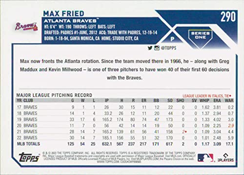 2023 Topps #290 Max Fried NM-MT Atlanta Braves Baseball Trading Card MLB