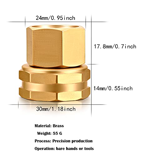 YELUN Solid brass Garden Hose Fittings Connectors Adapter Heavy Duty Brass Repair Female to Female Double Female dual water hose connector(3/4" GHT Female to 1/2" NPT Female) 2 Pcs