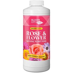 rose & flower natural plant food for prize winning blooms in homes & gardens by bloom city, quart (32 oz)