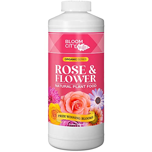 Rose & Flower Natural Plant Food for Prize Winning Blooms in Homes & Gardens by Bloom City, Quart (32 oz)