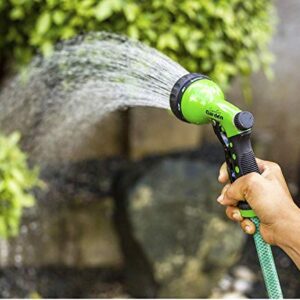 Signature Garden Heavy-Duty Water Hose Spray Nozzle - Comfort-Grip Hose Attachment - 8 Different Spray Patterns - Garden Hose Nozzle for Watering Lawns & Gardens, Washing Cars & Pets (Green)