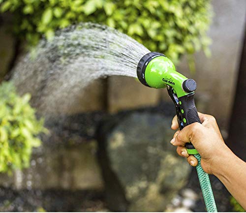 Signature Garden Heavy-Duty Water Hose Spray Nozzle - Comfort-Grip Hose Attachment - 8 Different Spray Patterns - Garden Hose Nozzle for Watering Lawns & Gardens, Washing Cars & Pets (Green)