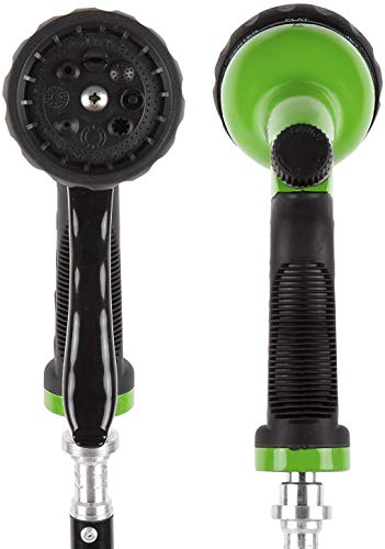 Signature Garden Heavy-Duty Water Hose Spray Nozzle - Comfort-Grip Hose Attachment - 8 Different Spray Patterns - Garden Hose Nozzle for Watering Lawns & Gardens, Washing Cars & Pets (Green)