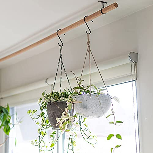 HiGift 8 Pack 6 Inches S Hooks for Hanging Plant Heavy Duty, Thick Wire Steel Large Black S Shaped Hook Hanger for Hanging Plants, Bird Feeders, Garden Tools,Ladder, Pool Equipment Tools,Kitchenware