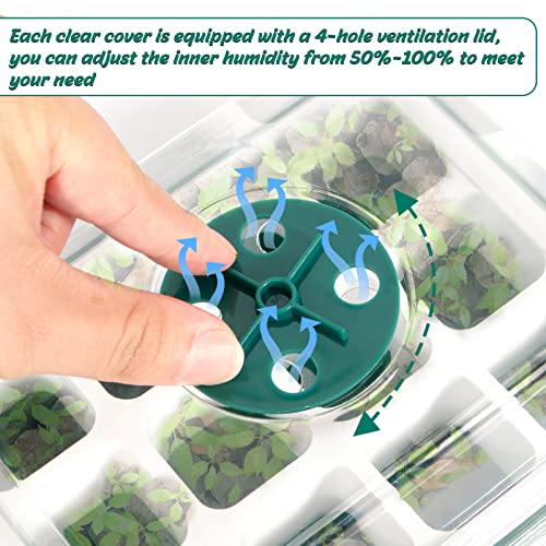 ZYP 【2023 Upgraded】 3 PCS Reusable Seed Starter Trays Kit,Soft Silicone Garden Seedling Starter Trays with Humidity Dome,Indoor Grow Kit for Plant,Flowers,Vegetables (12 Cells per Tray)