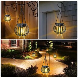 UBright Solar Lantern Outdoor Upgraded Hanging Solar Outdoor Lights Metal Outdoor Hanging Lanterns Decorative Lighting Solar Powered Waterproof Tree Lantern for Garden Yard Patio Pathway, 2 Pack