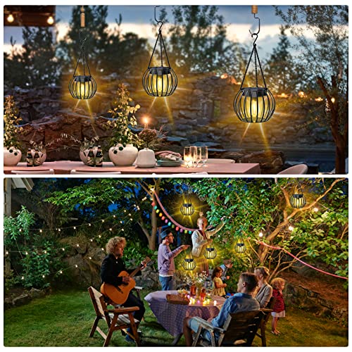 UBright Solar Lantern Outdoor Upgraded Hanging Solar Outdoor Lights Metal Outdoor Hanging Lanterns Decorative Lighting Solar Powered Waterproof Tree Lantern for Garden Yard Patio Pathway, 2 Pack