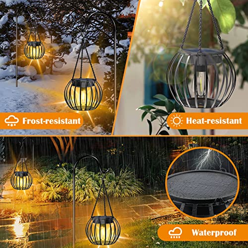 UBright Solar Lantern Outdoor Upgraded Hanging Solar Outdoor Lights Metal Outdoor Hanging Lanterns Decorative Lighting Solar Powered Waterproof Tree Lantern for Garden Yard Patio Pathway, 2 Pack