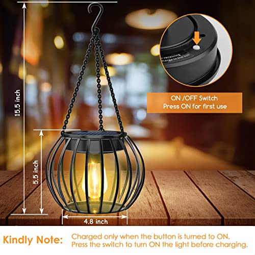 UBright Solar Lantern Outdoor Upgraded Hanging Solar Outdoor Lights Metal Outdoor Hanging Lanterns Decorative Lighting Solar Powered Waterproof Tree Lantern for Garden Yard Patio Pathway, 2 Pack