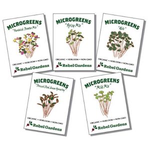 Organic Microgreen Seeds - Non-GMO Microgreens Sprouting Kit - Broccoli, Kale, Spicy, Mild, and Sandwhich Mix for Planting Indoor Sprouts