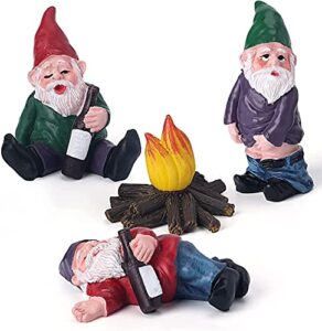 yoga miniature garden gnome collectible figurines mini gnome statue gnomes figurines ornaments gnome yoga gnome mini gnomes fairy garden set dwarfs statue(2 – 2.5 inch , 4 pieces) (sam(cf)-sam2)