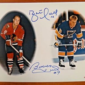 Brett and Bobby Hull Signed Hockey 11x14 Photo PSA Sticker No Card