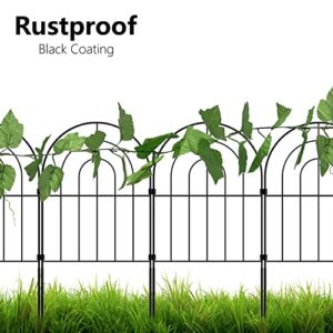 Decorative Garden Fence 10 Pack, 13in (L) x 24in (H) No Dig Rustproof Metal Wire Fencing Border Animal Barrier, Flower Edging for Landscape Patio Yard Outdoor Decor, with Two 8ft Decorative Leaves