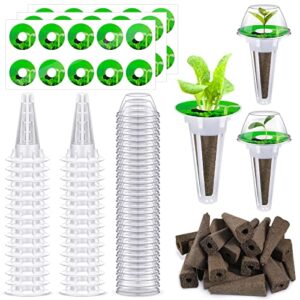 hydroponic garden accessories pod kit including grow baskets transparent insulation lids plant grow sponges labels for seed starting system (120 pieces)
