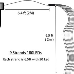 Soltuus Solar Fairy String Lights Outdoor, Multi Strand 180 LEDs Watering Can Light, Waterproof Solar Powered Waterfall Lights, Warm White Firefly Bunch Lights