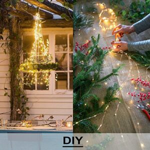 Soltuus Solar Fairy String Lights Outdoor, Multi Strand 180 LEDs Watering Can Light, Waterproof Solar Powered Waterfall Lights, Warm White Firefly Bunch Lights