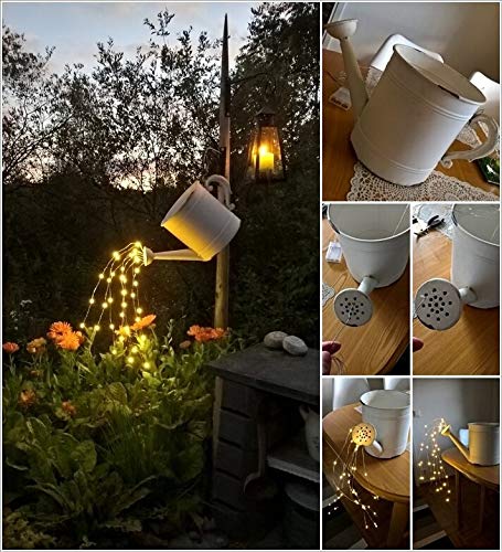 Soltuus Solar Fairy String Lights Outdoor, Multi Strand 180 LEDs Watering Can Light, Waterproof Solar Powered Waterfall Lights, Warm White Firefly Bunch Lights