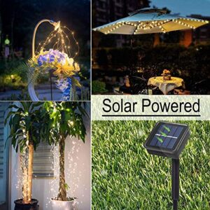 Soltuus Solar Fairy String Lights Outdoor, Multi Strand 180 LEDs Watering Can Light, Waterproof Solar Powered Waterfall Lights, Warm White Firefly Bunch Lights