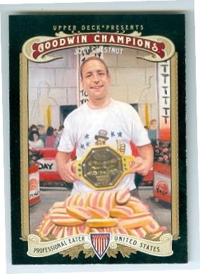 Joey Chestnut trading card (Hot Dog Eating Champion) 2012 Goodwins Champions #121