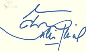 julio iglesias singer music autographed signed index card jsa coa