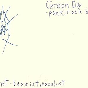 Mike Dirnt Vocalist Bassist Green Day Rock Band Music Signed Index Card JSA COA