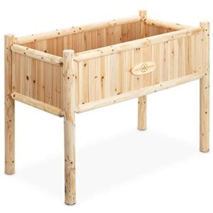 Boldly Growing Wooden Raised Planter Box with Legs - Large Elevated Outdoor Patio Cedar Garden Bed Kit to Grow Herbs and Vegetables - Unmatched Strength Lasts Years, Natural Rot-Resistant Wood