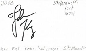 john kay lead singer musician steppenwolf rock band signed index card jsa coa