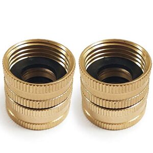 twinkle star 2 pack 3/4″ brass garden hose connector with dual swivel for male hose to male hose, double female
