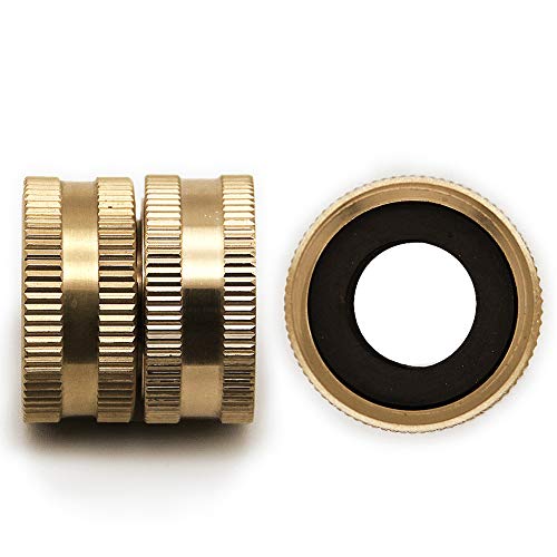 Twinkle Star 2 Pack 3/4" Brass Garden Hose Connector with Dual Swivel for Male Hose to Male Hose, Double Female