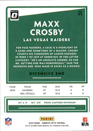 2020 Donruss Optic #53 Maxx Crosby Las Vegas Raiders Football Card