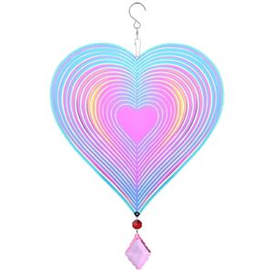 Blicedax Wind Spinner Outdoor Metal Decorations - 12 Inch Love Heart Wind Spinner for Yard and Garden, Hanging Wind Sculptur Spinners Indoor Outdoor Garden Decor