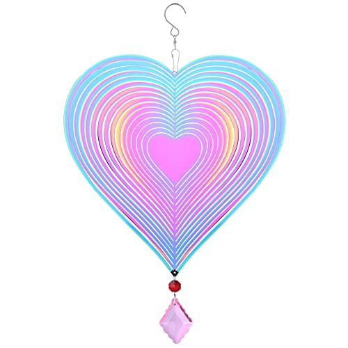 Blicedax Wind Spinner Outdoor Metal Decorations - 12 Inch Love Heart Wind Spinner for Yard and Garden, Hanging Wind Sculptur Spinners Indoor Outdoor Garden Decor