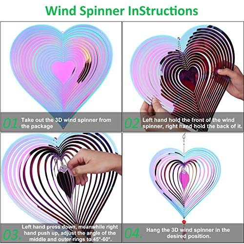 Blicedax Wind Spinner Outdoor Metal Decorations - 12 Inch Love Heart Wind Spinner for Yard and Garden, Hanging Wind Sculptur Spinners Indoor Outdoor Garden Decor