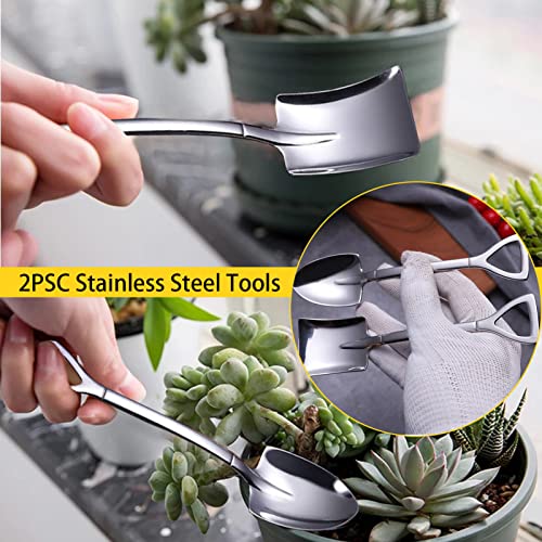 Wobodan 12 Pcs Succulent Tools Set Mini Transplanting Garden Tools Kit for Indoor Gardening Flower Pot Cactus Care