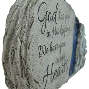 Carson Memorial Garden Stone With Blue Mosaic Solar Accent - God Has You In His Keeping We Have You In Our Hearts