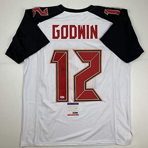 Autographed/Signed Chris Godwin Tampa Bay White Football Jersey PSA/DNA COA